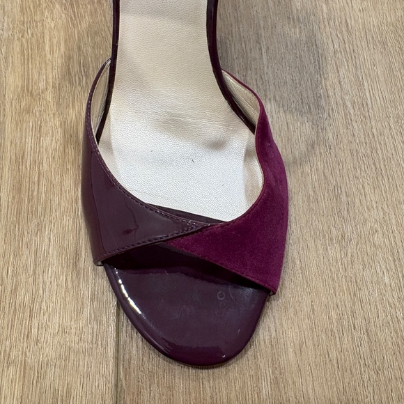 Y2K 🌟CHRISTIAN DIOR🌟 SUEDE PATENT LEATHER OPEN TOE SLING BACK HEEL PURPLE 38.5 - Picture 3 of 13